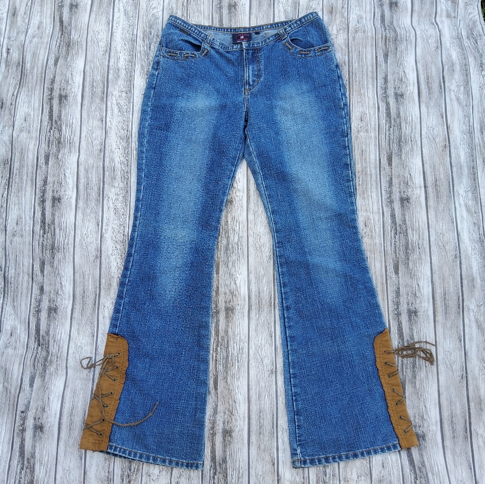 US Polo Assn Y2K Laced Flared leg jeans Sz 9/10